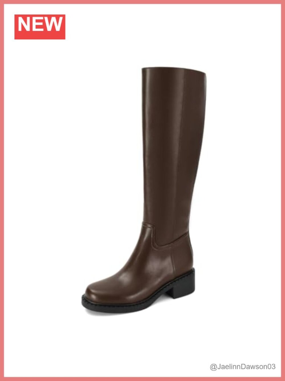 Faux Leather Knee High Low Heel Boots Women Round Toe